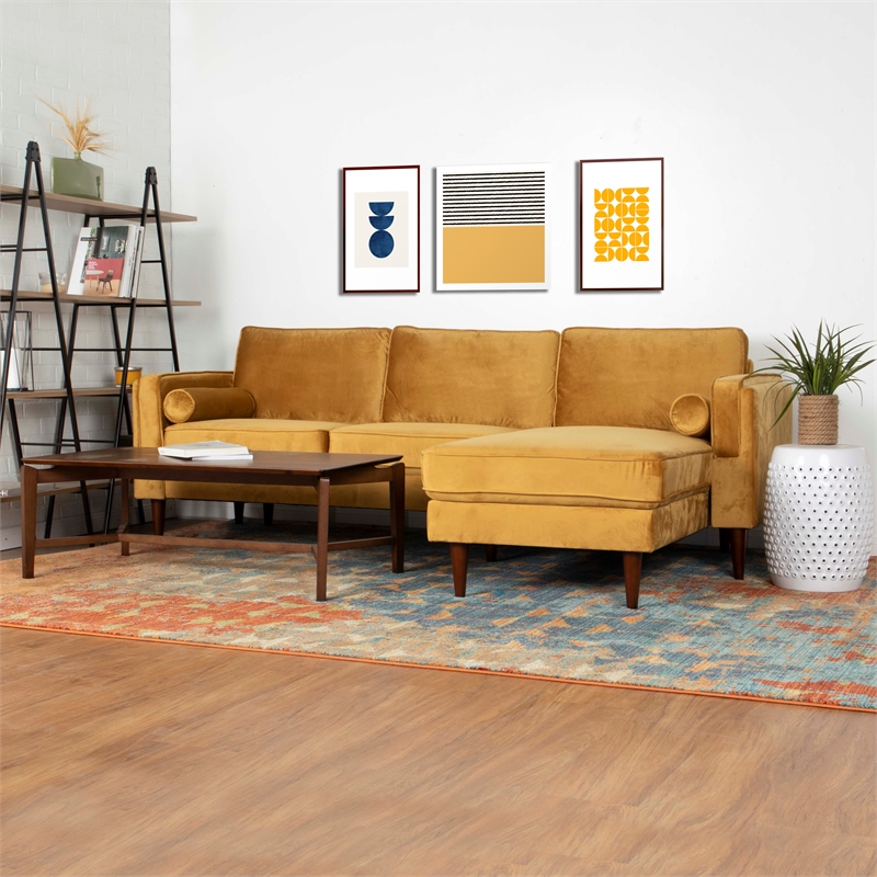 Mid Century Modern Hudson Yellow Reversible Sofa ASH9757