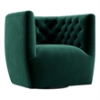 Rose Mid-Century Modern Tufted Back Velvet Swivel Chair  in Green