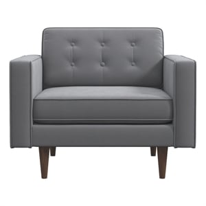Harriet Mid Century Modern Furniture Style Velvet Accent Armchair in Gray