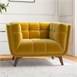 Allen Mid Century Modern Luxury Tufted Accent Velvet Armchair in Gold