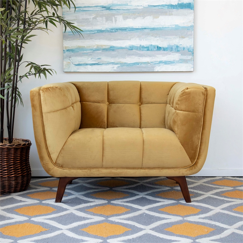 Mid Century Modern Allen Gold Yellow Accent Chair ASH4903