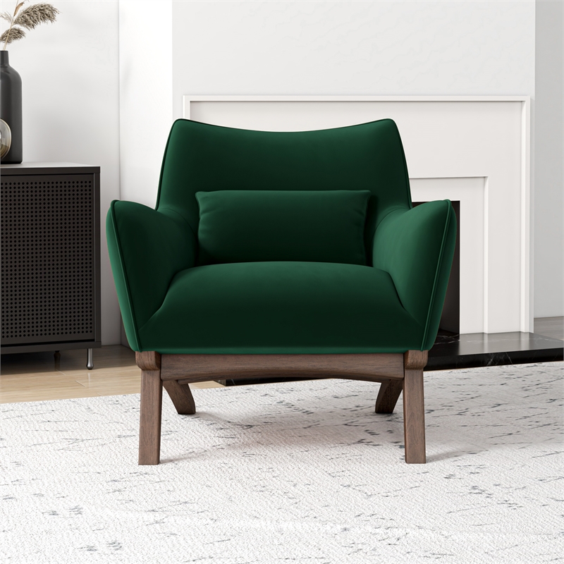 Gatsby Mid Century Modern Furniture Style Dark Green Velvet Accent Armchair Cymax Business 8607