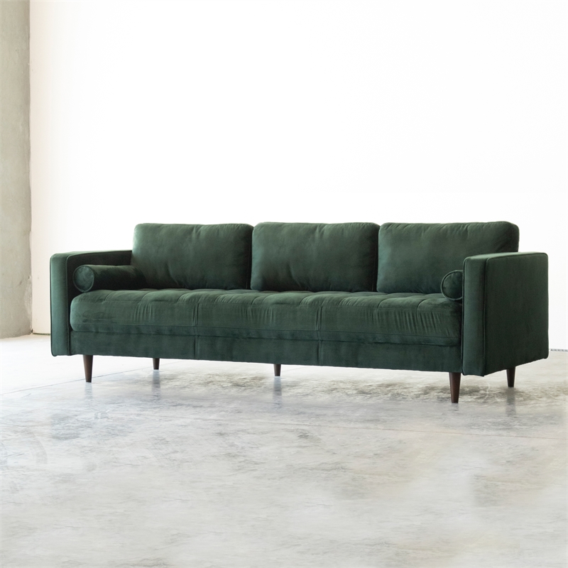Mid Century Modern Jax Forest Green Velvet Sofa ASH0424