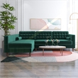 Owen Mid-Century L-Shaped Pillow Back Velvet Left-Facing Sectional in Green