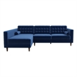 Owen Navy Blue Velvet Modern Living Room Corner Sectional Couch