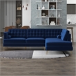 Kole Navy Blue Velvet Modern Living Room Corner Sectional Couch