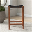 Yala Mid Century Modern Black Woven Leather Counter Stool
