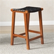 Yala Mid Century Modern Black Woven Leather Counter Stool