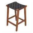 Yala Mid Century Modern Black Woven Leather Counter Stool