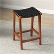Yala Mid Century Modern Black Woven Leather Counter Stool