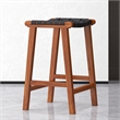 Trang Mid-Century Modern Square Genuine Leather Counter Stool in Black