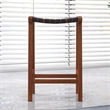 Trang Mid-Century Modern Square Genuine Leather Counter Stool in Black