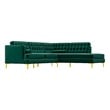 Kole Green Velvet Modern Living Room Corner Sectional Couch