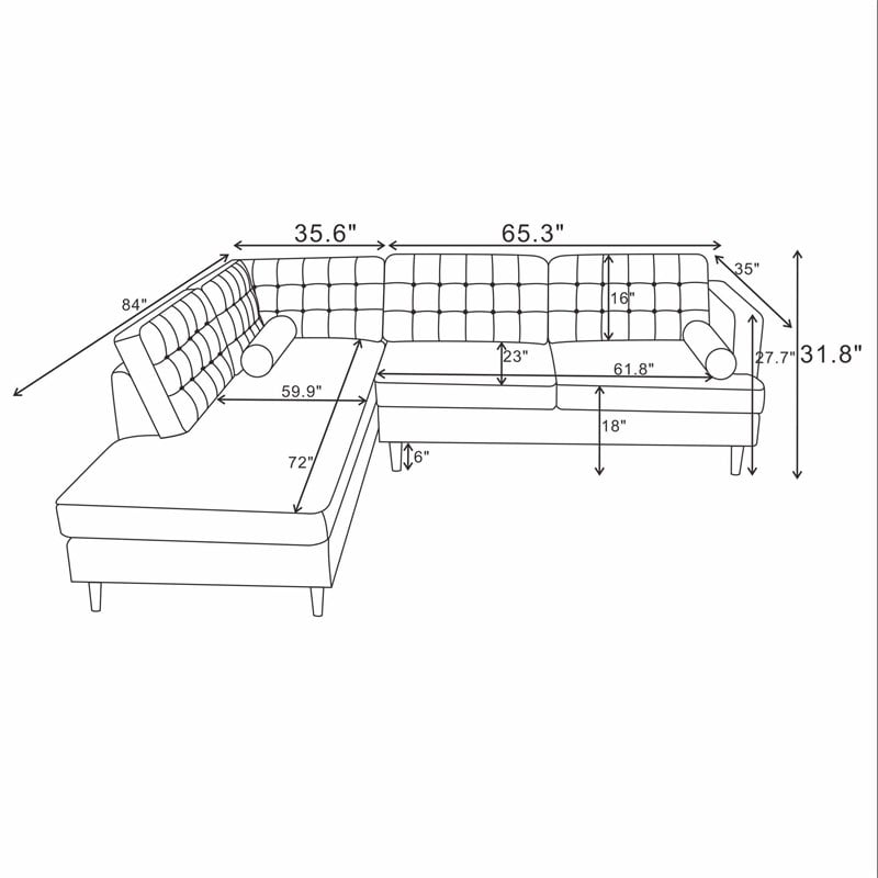 Kole Green Velvet Modern Living Room Corner Sectional Couch