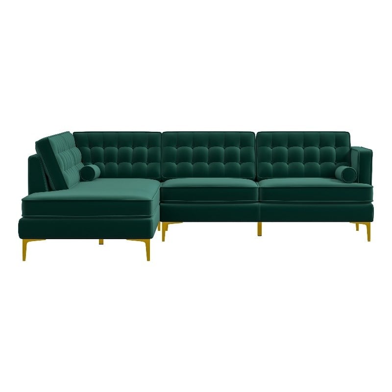 Kole Green Velvet Modern Living Room Corner Sectional Couch