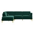 Kole Green Velvet Modern Living Room Corner Sectional Couch