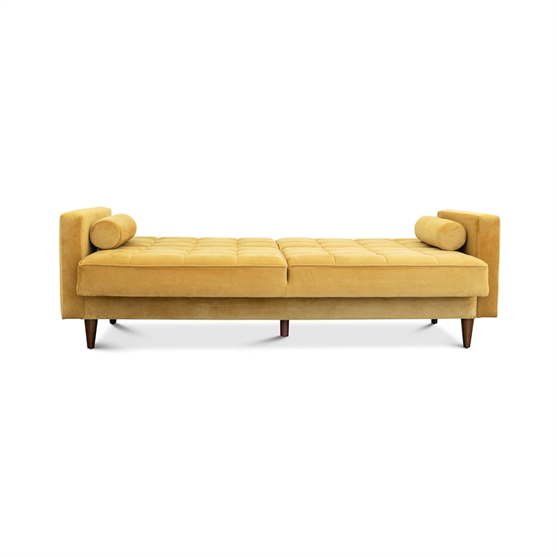 William Mid-Century Modern Velvet Sleeper Sofa in Gold