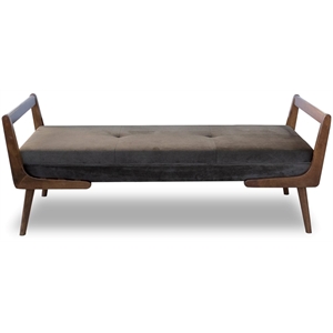 poppy mid-century modern rectangular velvet upholstered bench