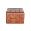Varner Mid-Century Modern 27.5-inch Square Genuine Leather Ottoman in Tan