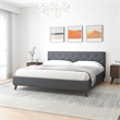 Davlon Mid Century Modern Gray Fabric Upholstered King Platform Bed