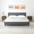 Davlon Mid Century Modern Gray Fabric Upholstered King Platform Bed