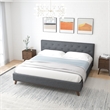 Davlon Mid Century Modern Gray Fabric Upholstered King Platform Bed