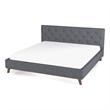 Davlon Mid Century Modern Gray Fabric Upholstered King Platform Bed