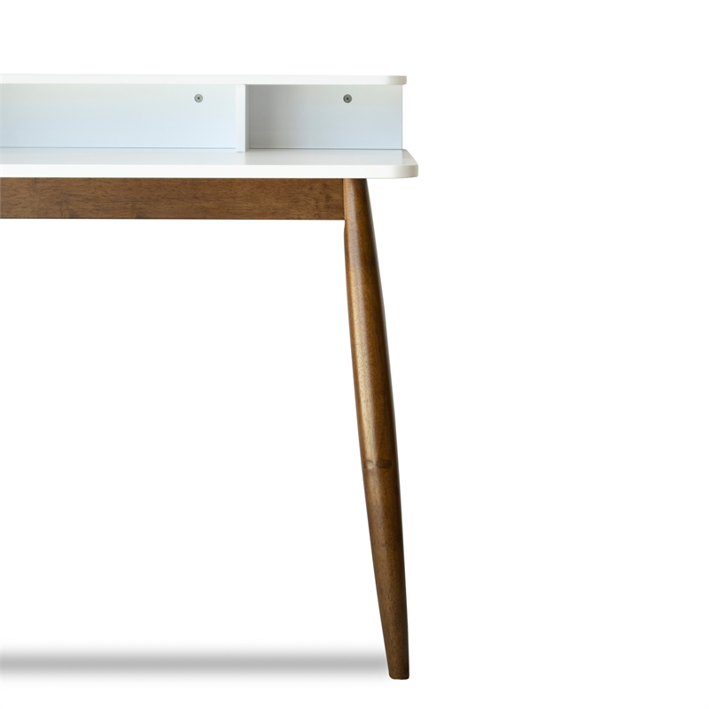 Phoenix Mid-Century Modern Rectangular Solid Wood Desk in White