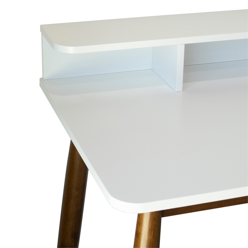 Phoenix Mid-Century Modern Rectangular Solid Wood Desk in White