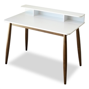 Phoenix Mid-Century Modern Rectangular Solid Wood Desk in White