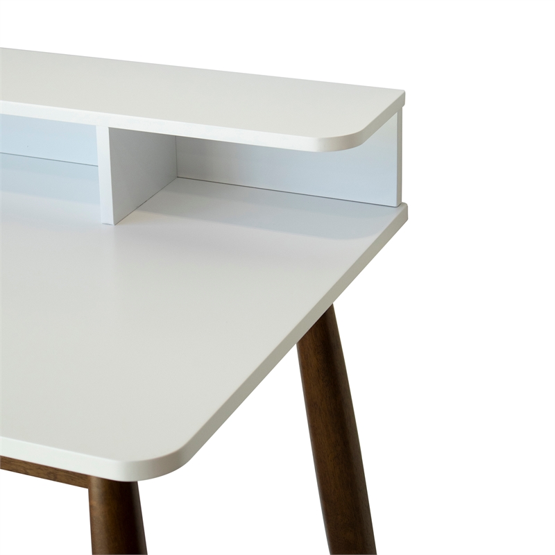 Phoenix Mid-Century Modern Rectangular Solid Wood Desk in White