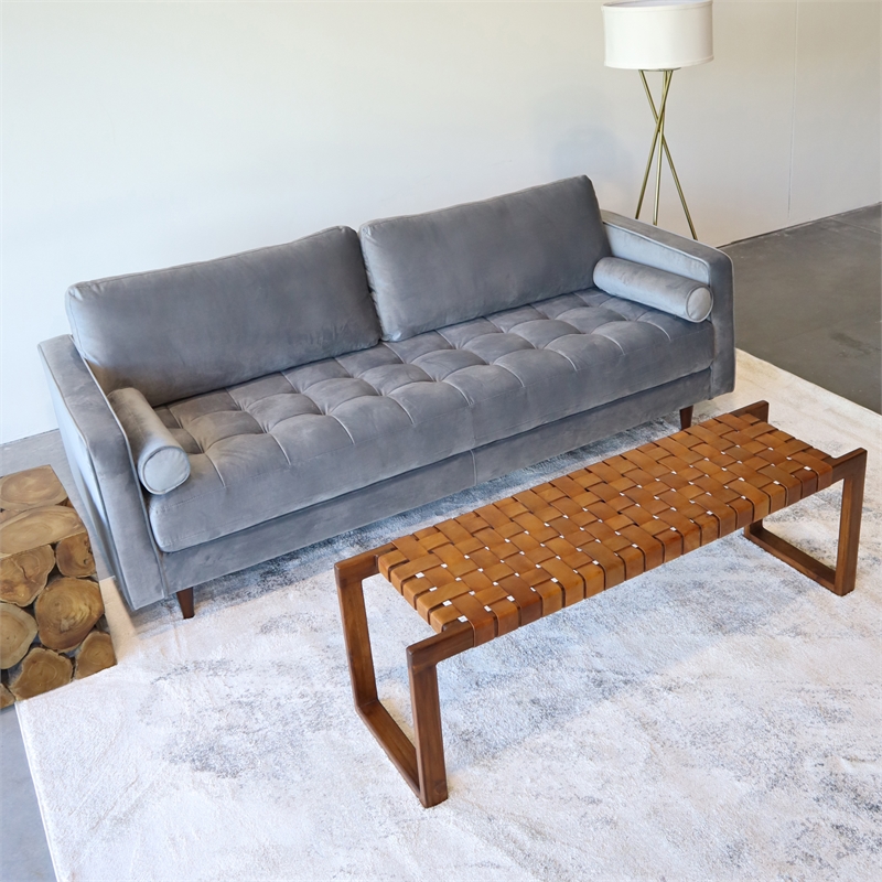 Demi MidCentury Modern Loose Back Velvet Sofa in Gray Cymax Business