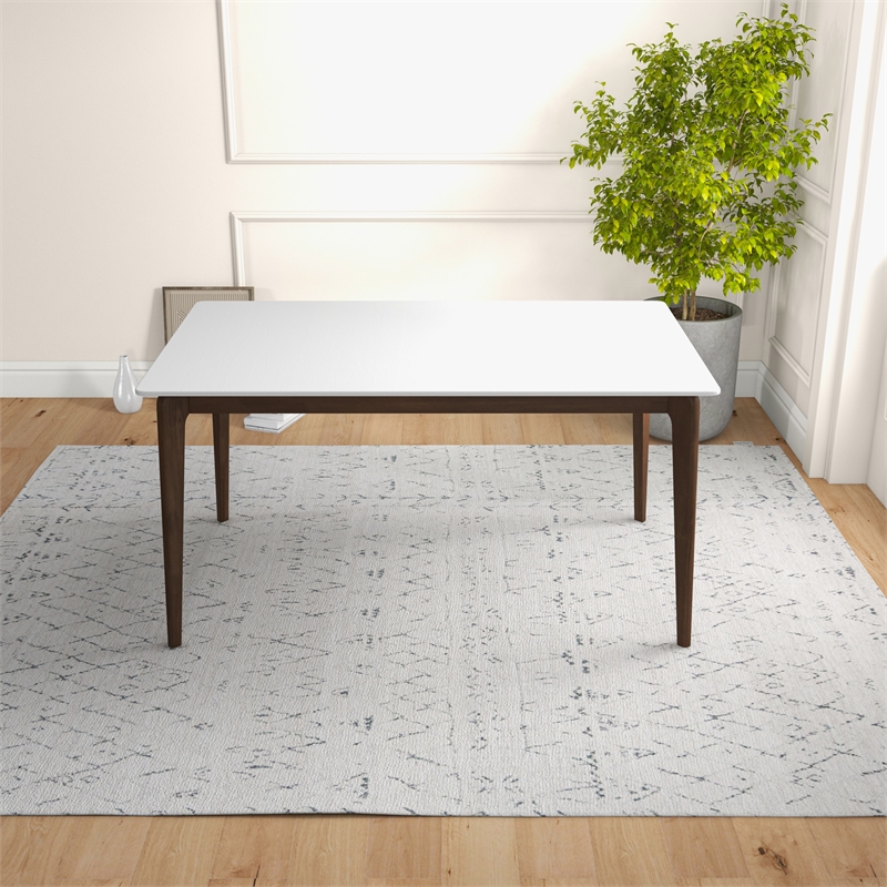 Mel Modern Style Solid Wood Walnut/White Top Rectangular 59
