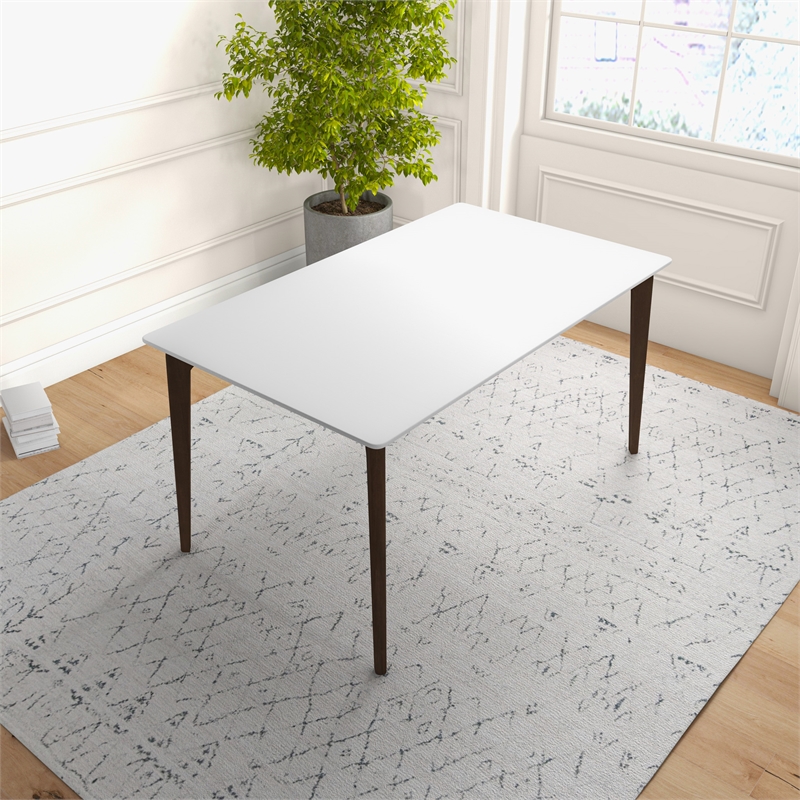 Mel Modern Style Solid Wood Walnut/White Top Rectangular 59