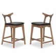 Jaxon Mid-Century Rectangular Faux Leather Counter Stool in Black (SET OF 2)