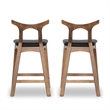 Jaxon Mid-Century Rectangular Faux Leather Counter Stool in Black (SET OF 2)