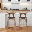 Jaxon Mid-Century Rectangular Faux Leather Counter Stool in Black (SET OF 2)