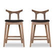 Jaxon Mid-Century Rectangular Faux Leather Counter Stool in Black (SET OF 2)