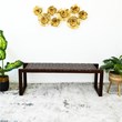 Elenor Mid-Century Modern Rectangular Genuine Tan Leather & Solid Wood Bench