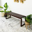 Elenor Mid-Century Modern Rectangular Genuine Tan Leather & Solid Wood Bench