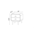 Stafford Mid-Century Modern Rectangular Solid Wood 2-Drawer NightStand  in Brown