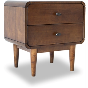 stafford mid-century modern rectangular solid wood 2-drawer nightstand  in brown
