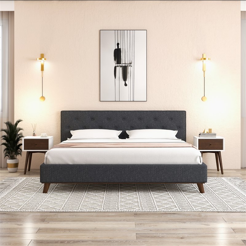 Cooper Mid-Century Modern Solid Wood Frame White 1-Drawer Nightstand