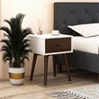Cooper Mid-Century Modern Solid Wood Frame White 1-Drawer Nightstand