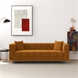 Ashcroft Kali Style VelvetUpholstered  Square Arm Couch in Cognac Tan