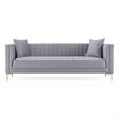 Ashcroft Kali Style Velvet Upholstered Square Arm Couch in Gray
