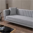 Ashcroft Kali Style Velvet Upholstered Square Arm Couch in Gray