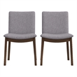 Valentine Mid-Century Modern Light Gray Fabric Dining Chair Set of 2