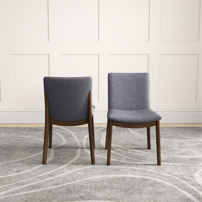 Valentine Mid-Century Modern Light Gray Fabric Dining Chair Set of 2