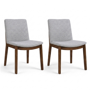 Valentine Mid-Century Modern Light Gray Fabric Dining Chair Set of 2